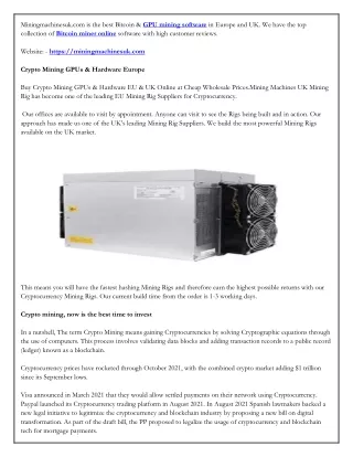 miningmachinesuk com is the best bitcoin