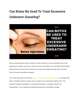 Can Botox Be Used To Treat Excessive Underarm Sweating