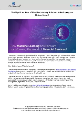 the significant role of machine learning