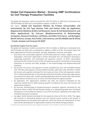 global cell expansion market growing