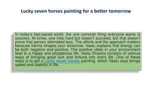 Lucky seven horses painting for a better tomorrow