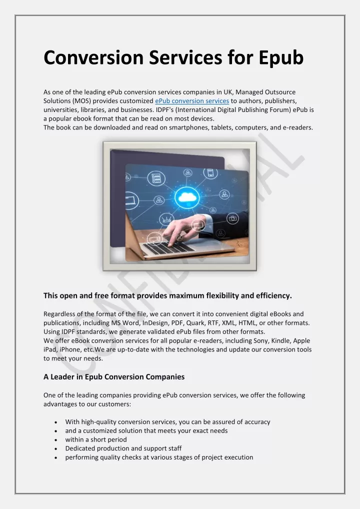 conversion services for epub