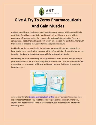 Try Zerox Pharmaceuticals And Gain Muscles