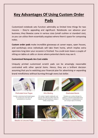 key advantages of using custom order pads