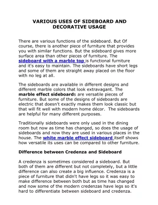 various uses of sideboard and decorative usage