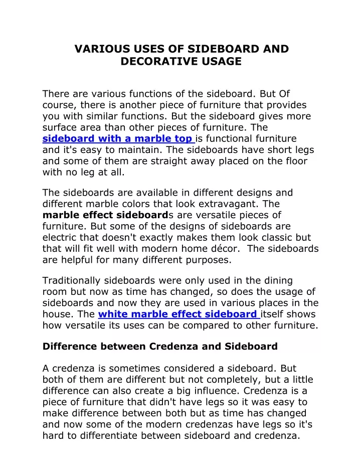 various uses of sideboard and decorative usage