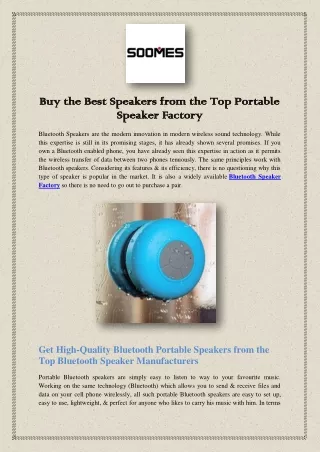 Buy the Best Speakers from the Top Portable Speaker Factory