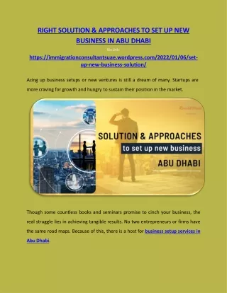 right solution approaches to set up new business