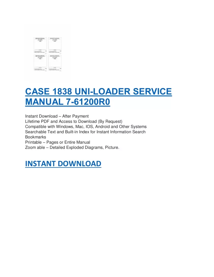 case 1838 uni loader service manual 7 61200r0