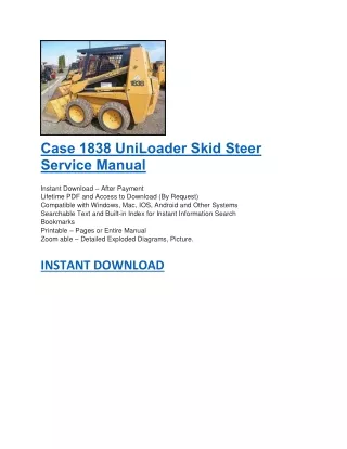case 1838 uniloader skid steer service manual