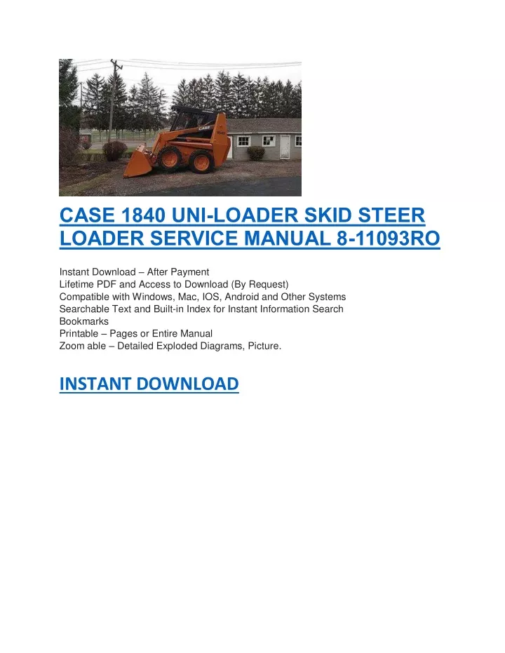 case 1840 uni loader skid steer loader service
