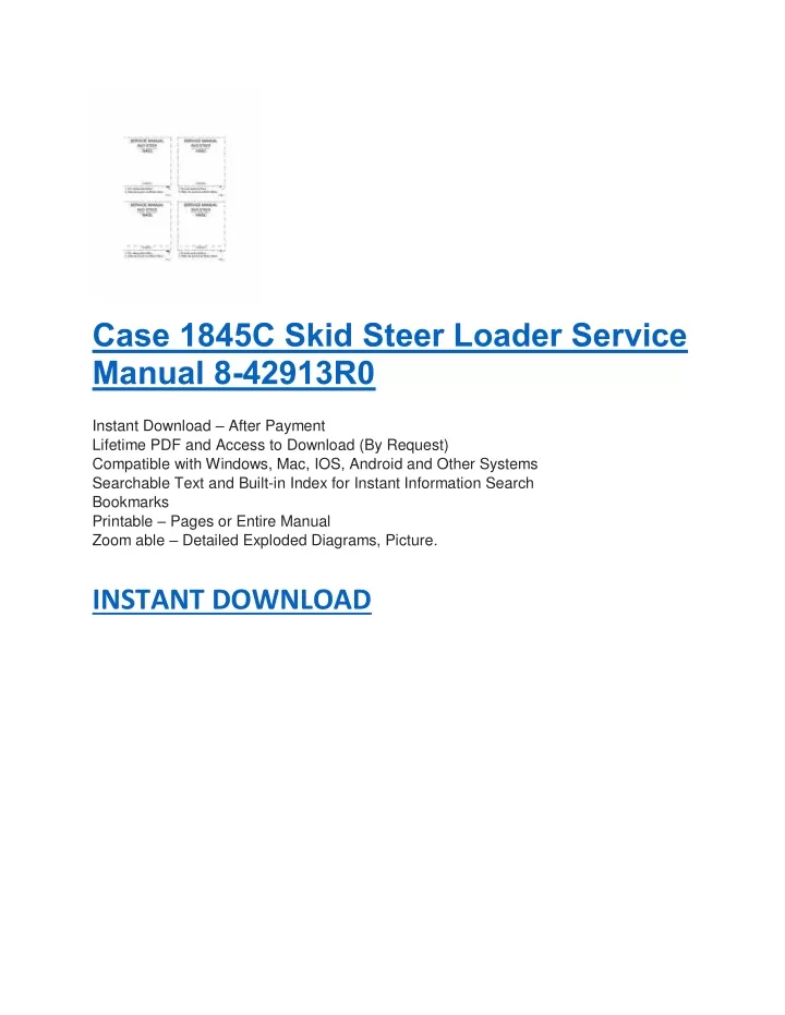 case 1845c skid steer loader service manual