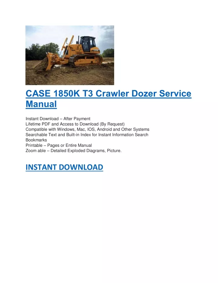 case 1850k t3 crawler dozer service manual