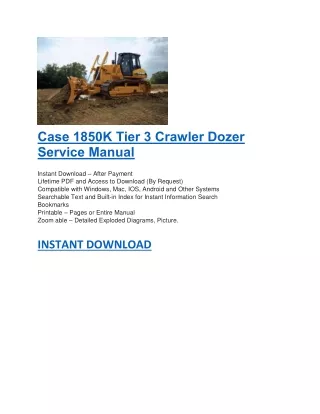 case 1850k tier 3 crawler dozer service manual