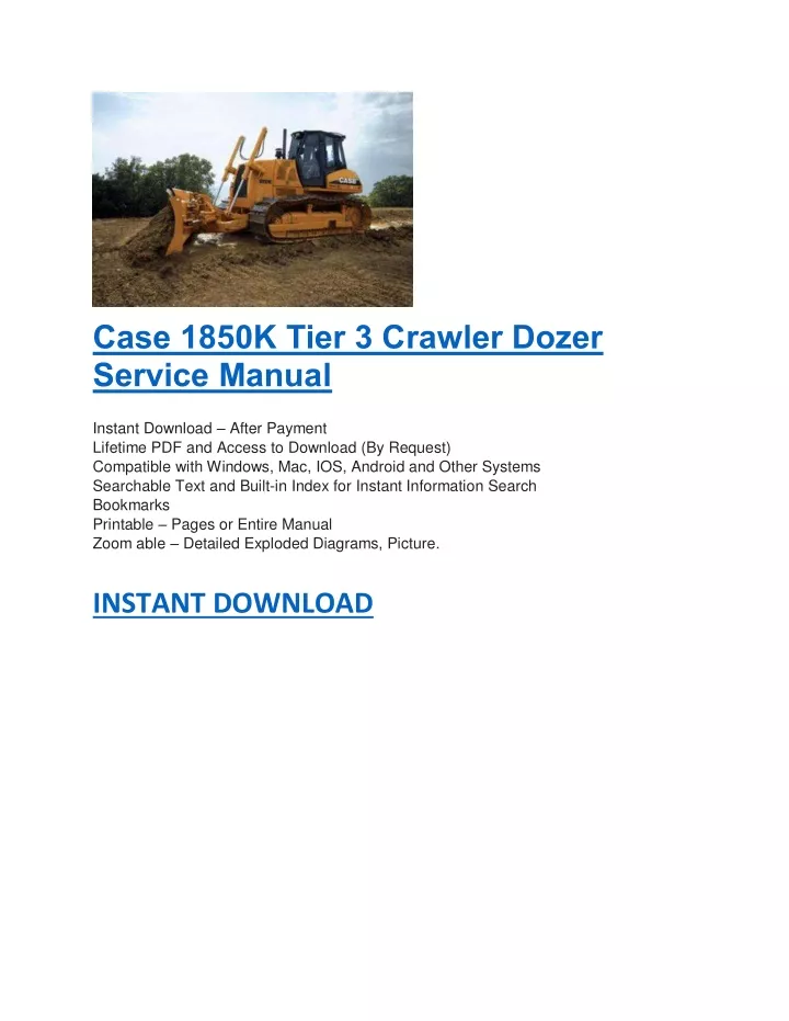 PPT - Case 1850K Tier 3 Crawler Dozer Service Manual PowerPoint ...