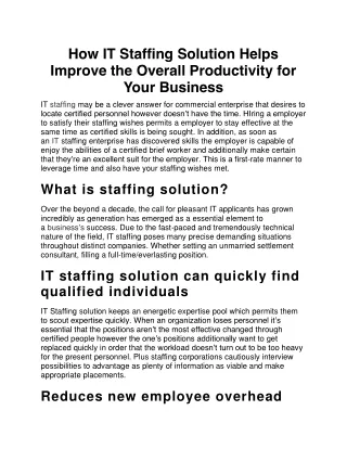 how it staffing solution helps improve
