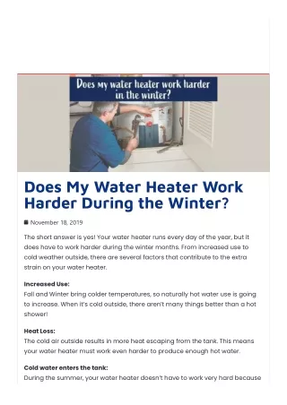 Does My Water Heater Work Harder During the Winter?