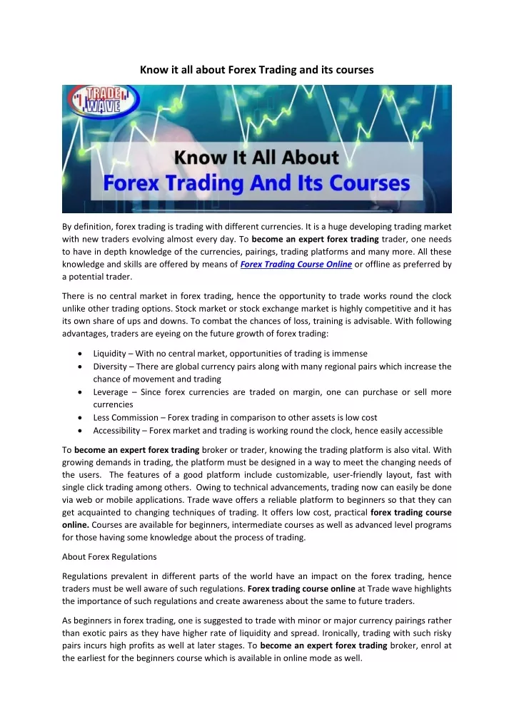 know it all about forex trading and its courses