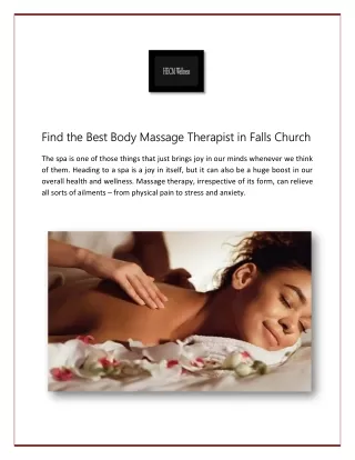 Find The Best Body Massage Therapist in Falls Church