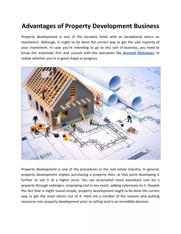 advantages of property development business