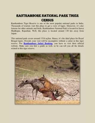 Ranthambore National Park Tiger Census