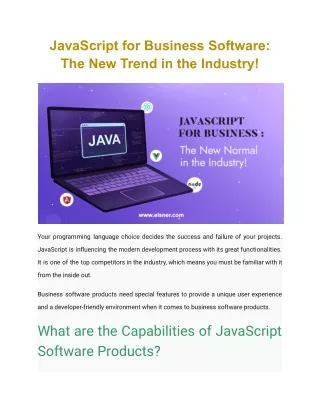 JavaScript for Business Software_ The New Trend in the Industry