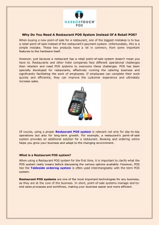 why do you need a restaurant pos system instead