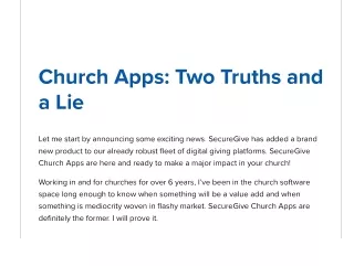church apps two truths and a lie