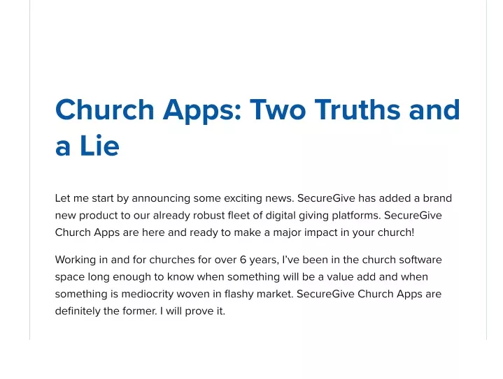 church apps two truths and a lie