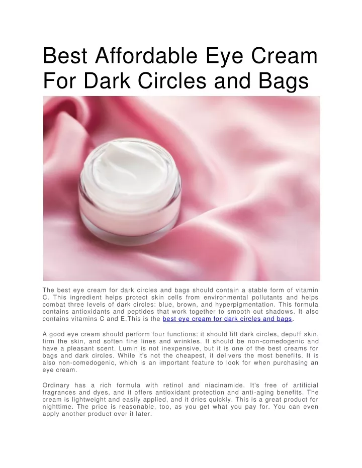 best affordable eye cream for dark circles