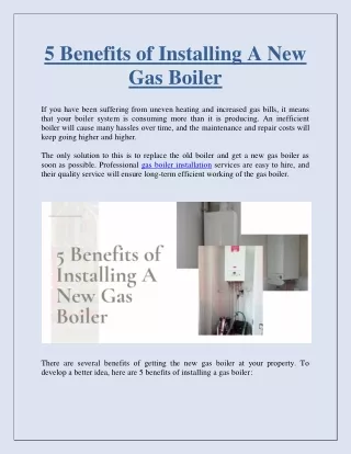 5 Benefits of Installing A New Gas Boiler