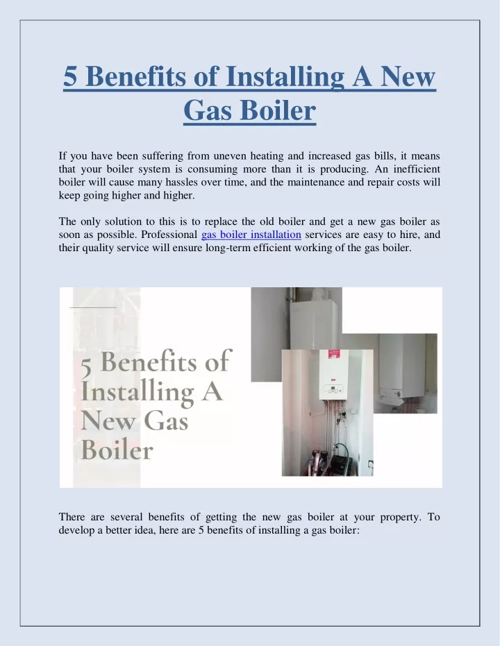 5 benefits of installing a new gas boiler