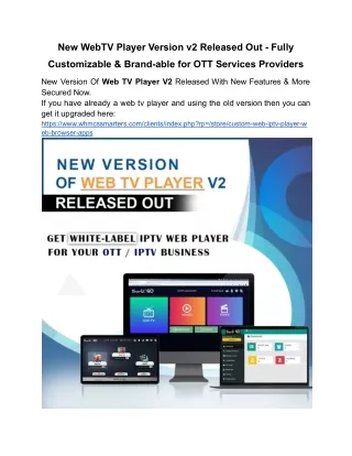 new webtv player version v2 released out fully