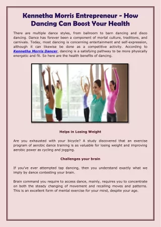 Kennetha Morris Entrepreneur - How Dancing Can Boost Your Health-converted