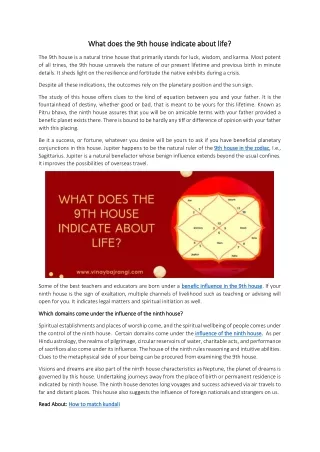what does the 9th house indicate about life what