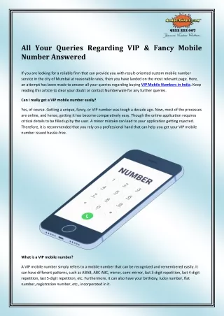 all your queries regarding vip fancy mobile