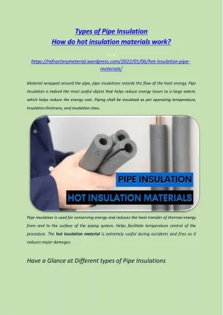 types of pipe insulation how do hot insulation