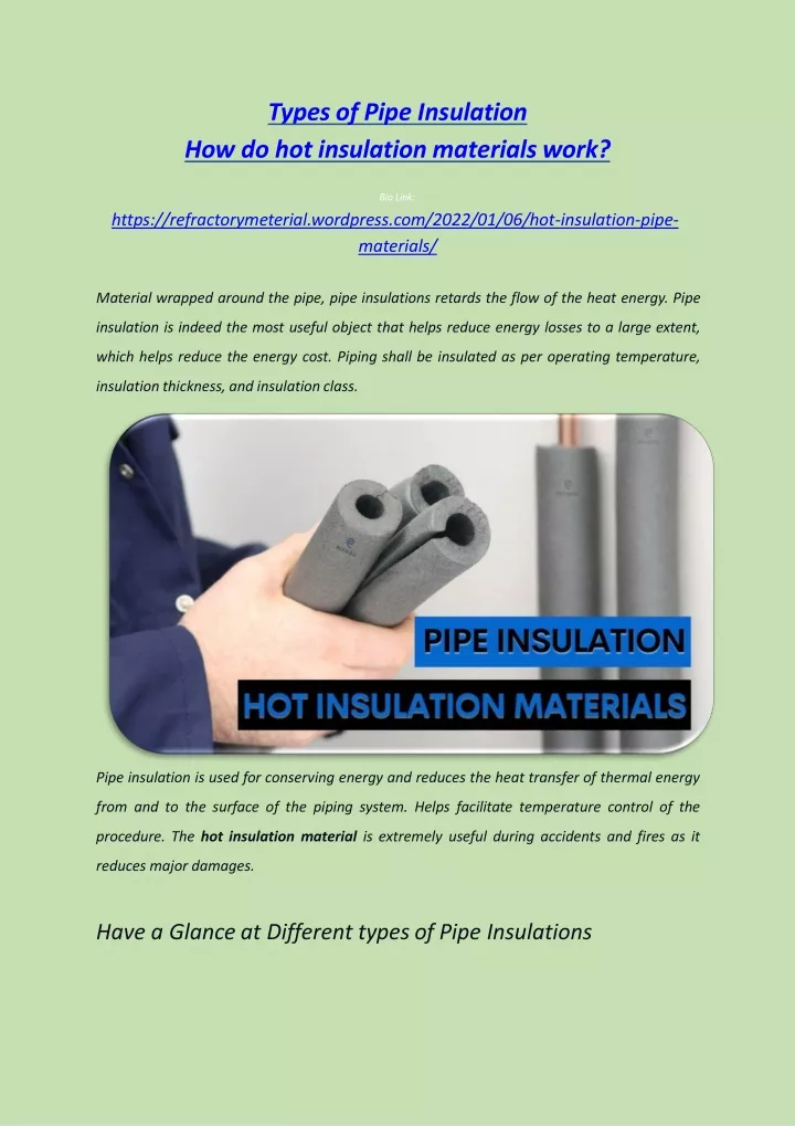 PPT Types of Pipe Insulation How do hot insulation materials work