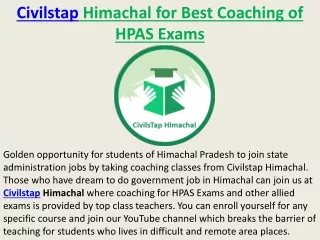 Civilstap Himachal for Best Coaching of HPAS Exams
