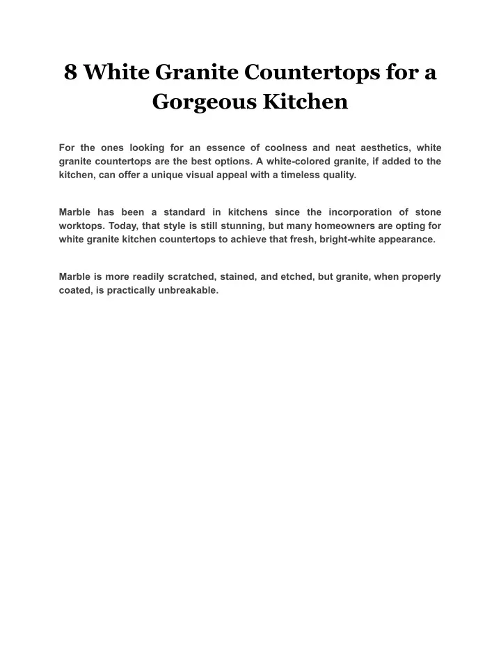 8 white granite countertops for a gorgeous kitchen