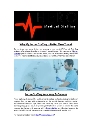 why my locum staffing is better than yours