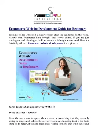 ecommerce website development guide for beginners