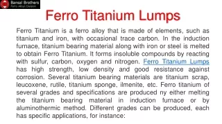 Ferro Titanium Lumps price in Chhattisgarh {UPDATE} 2022