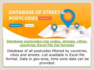 database postcodes zip codes streets cities