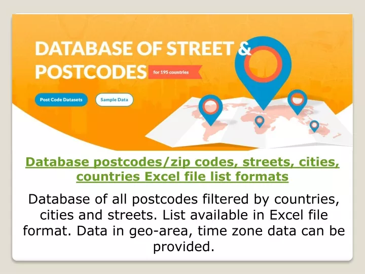 database postcodes zip codes streets cities