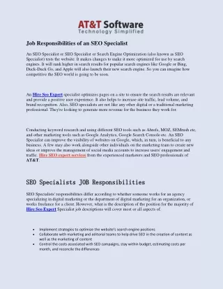 Job Responsibilities of an SEO Specialist