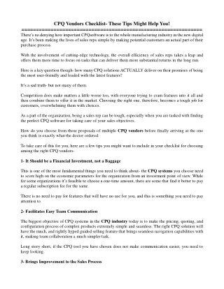 cpq vendors checklist these tips might help