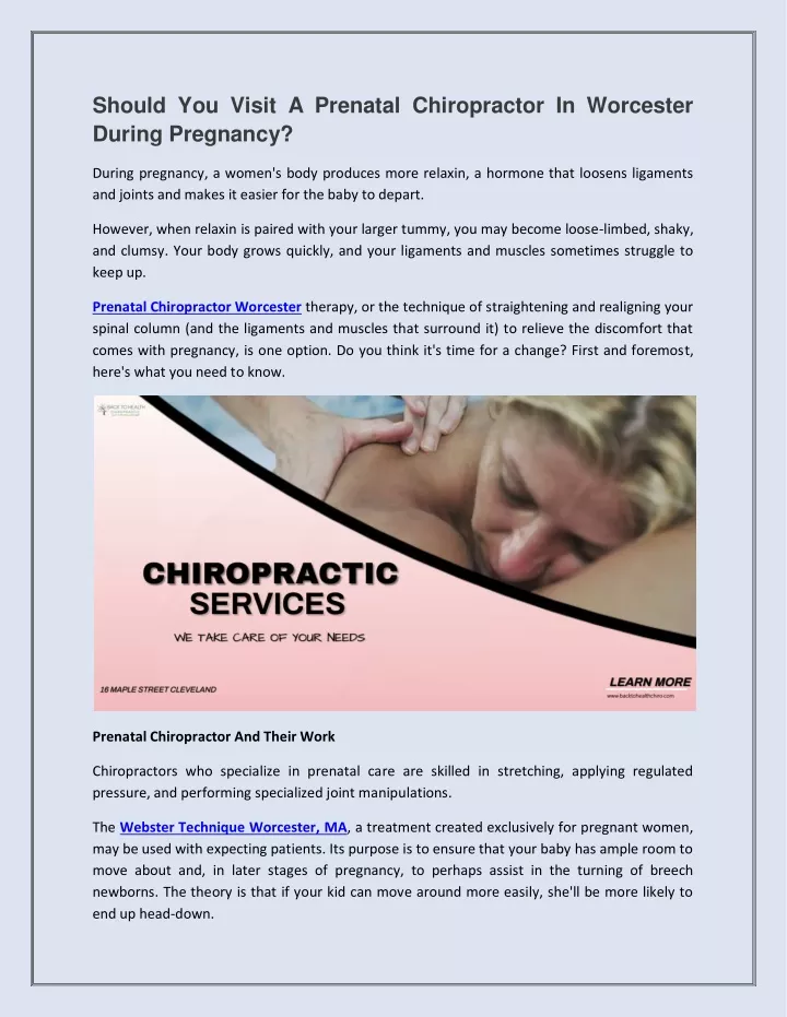 should you visit a prenatal chiropractor