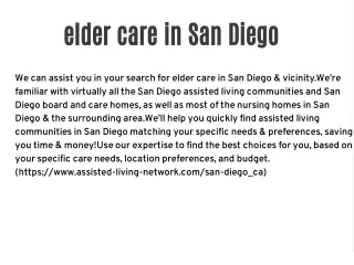 elder care in San Diego