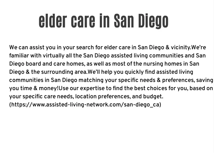 elder care in san diego